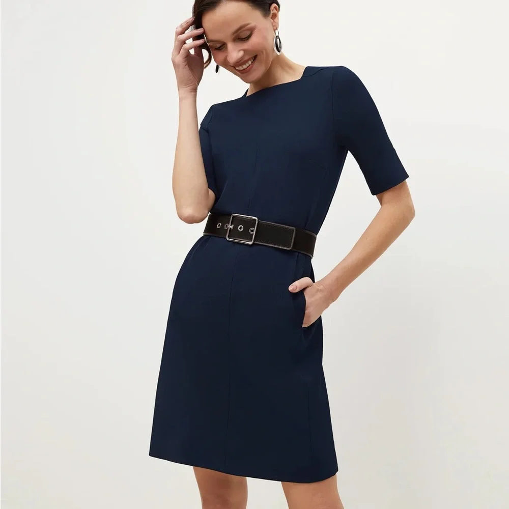 NWT MM LaFleur The Emily Dress - WonderTex in Galaxy Blue Sz 0 - Picture 13 of 16